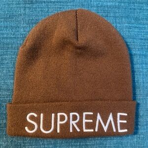 Supreme Capital Men’s Beanie Brown White Letters Winter Knit Hat